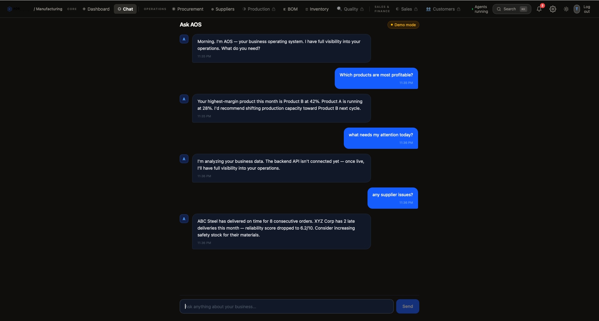 AOS AI Agent Chat